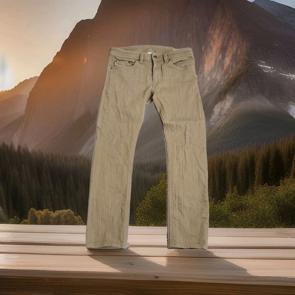 Diesel Jeans Mens 34x30 Stone Khaki THAVAR Slim Skinny Stretch Denim Mid Rise